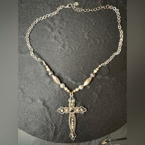 Chic Two-Tone Cross Pendant Necklace